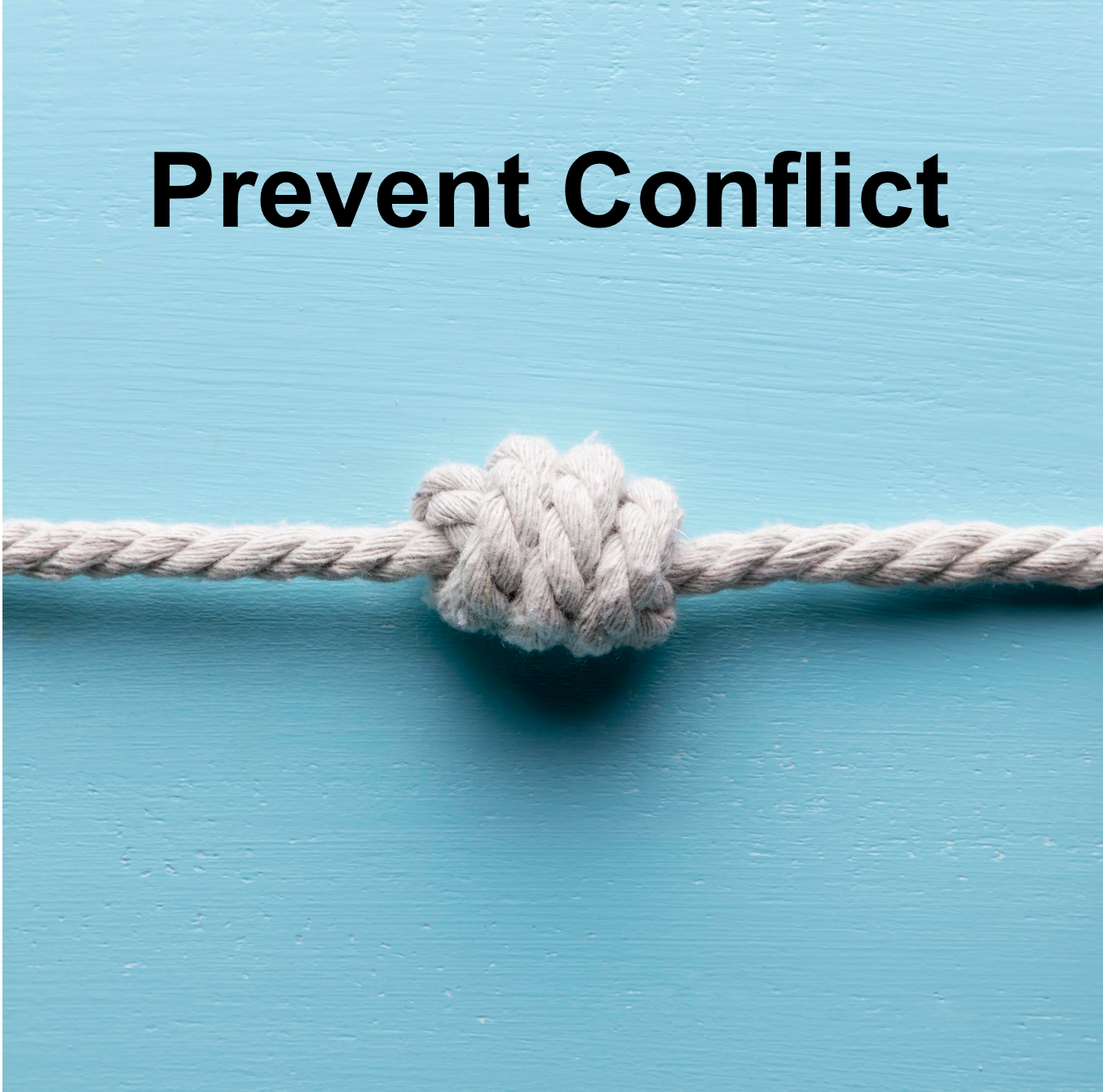 prevent conflict white rope tied in a knot on blue background